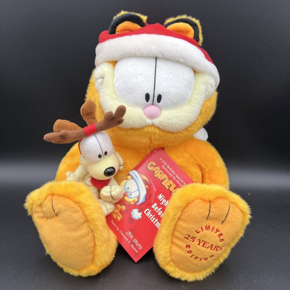 Garfield Plush Macy's 25 Years Odie Night Before Christmas Book Birthday ~16" LN